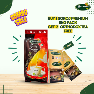 Buy 1 Get 2 for Free- Buy 5Kg Soroj Premium Tea, Get Two 250 Gm Orthodox Tea Packets RS 2400/-