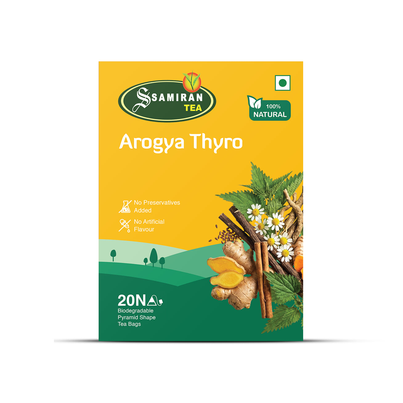 Arogya Thyro Thyroid Wellness Tea | Ashwagandha, Nettle & Flax Seed Herbal Blend – 20 Pyramid Tea Bags