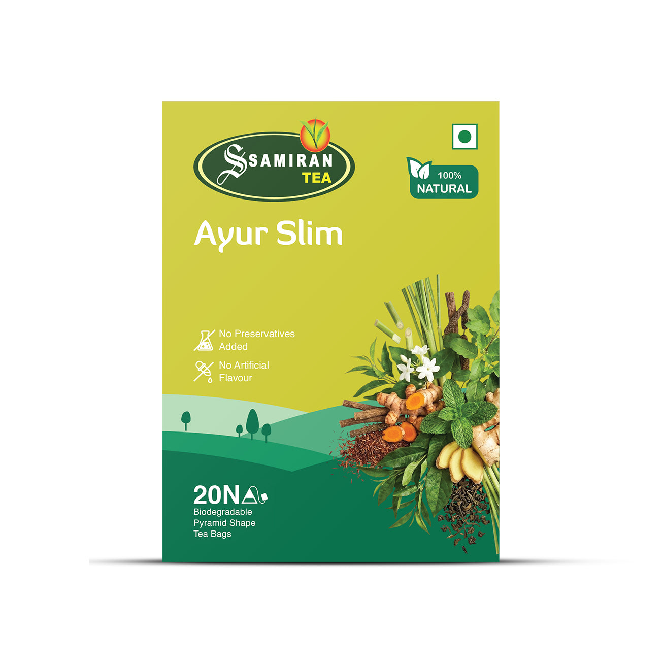 Ayur Slim Weight Management Tea | Green & Oolong Herbal Blend with Gymnema – 20 Pyramid Tea Bags