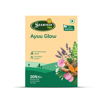 Ayuu Glow Beauty & Skin Wellness Tea | Rose, Lavender, Jasmine & Moringa Blend – 20 Pyramid Tea Bags