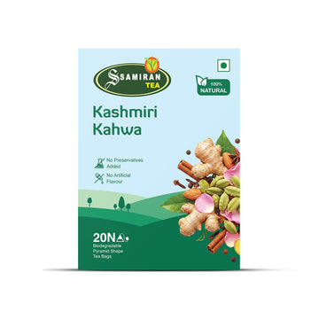Kashmiri Kahwa Tea | Cardamom, Almond, Rose & Saffron-Style Valley Blend – 20 Pyramid Tea Bags