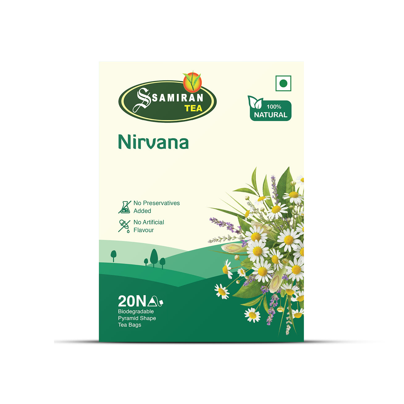 Nirvana Stress Relief Tea | Chamomile, Lavender & Lemongrass Calming Blend – 20 Pyramid Tea Bags