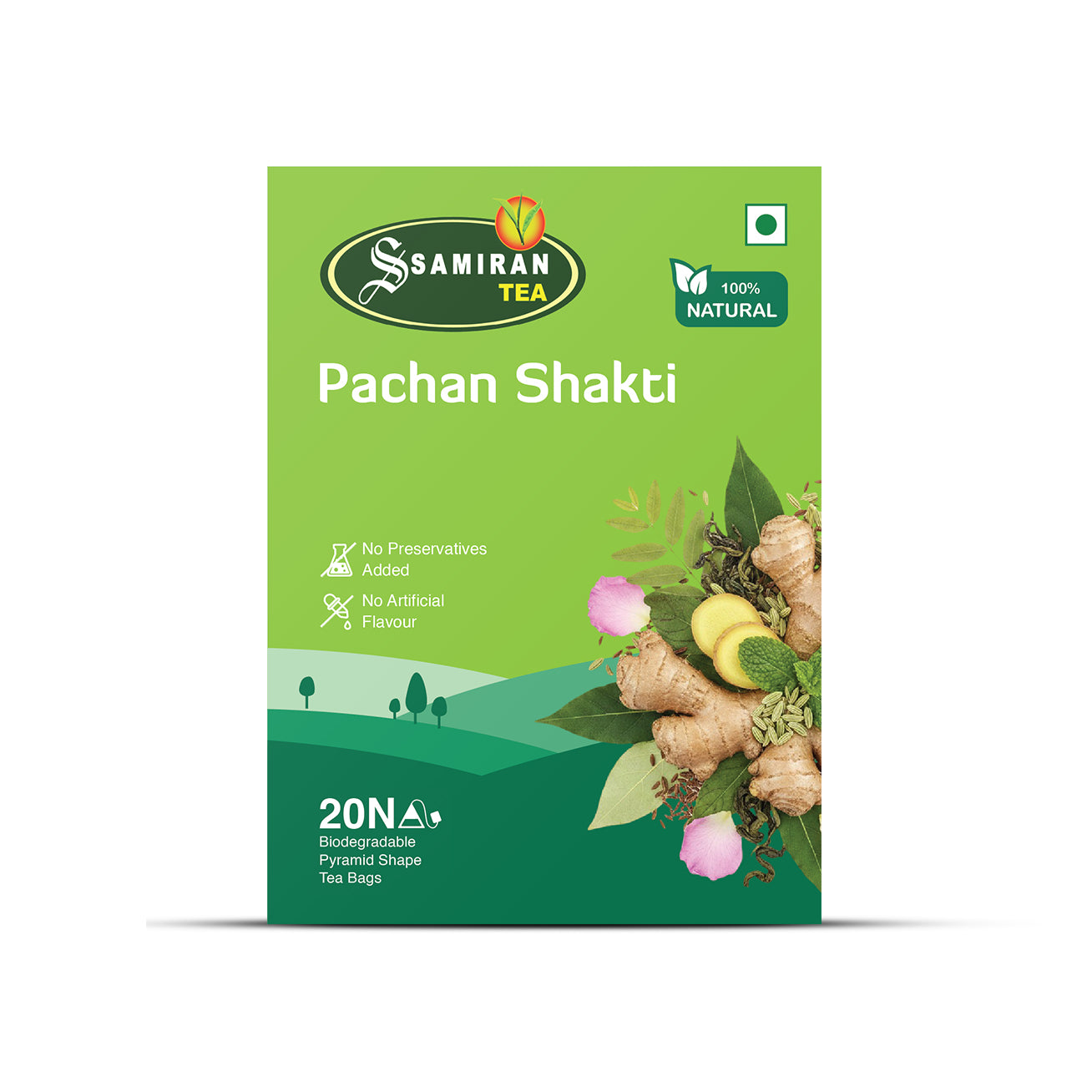 Pachan Shakti Digestive Wellness Tea | Ajwain, Fennel & Ginger After-Meal Blend – 20 Pyramid Tea Bags