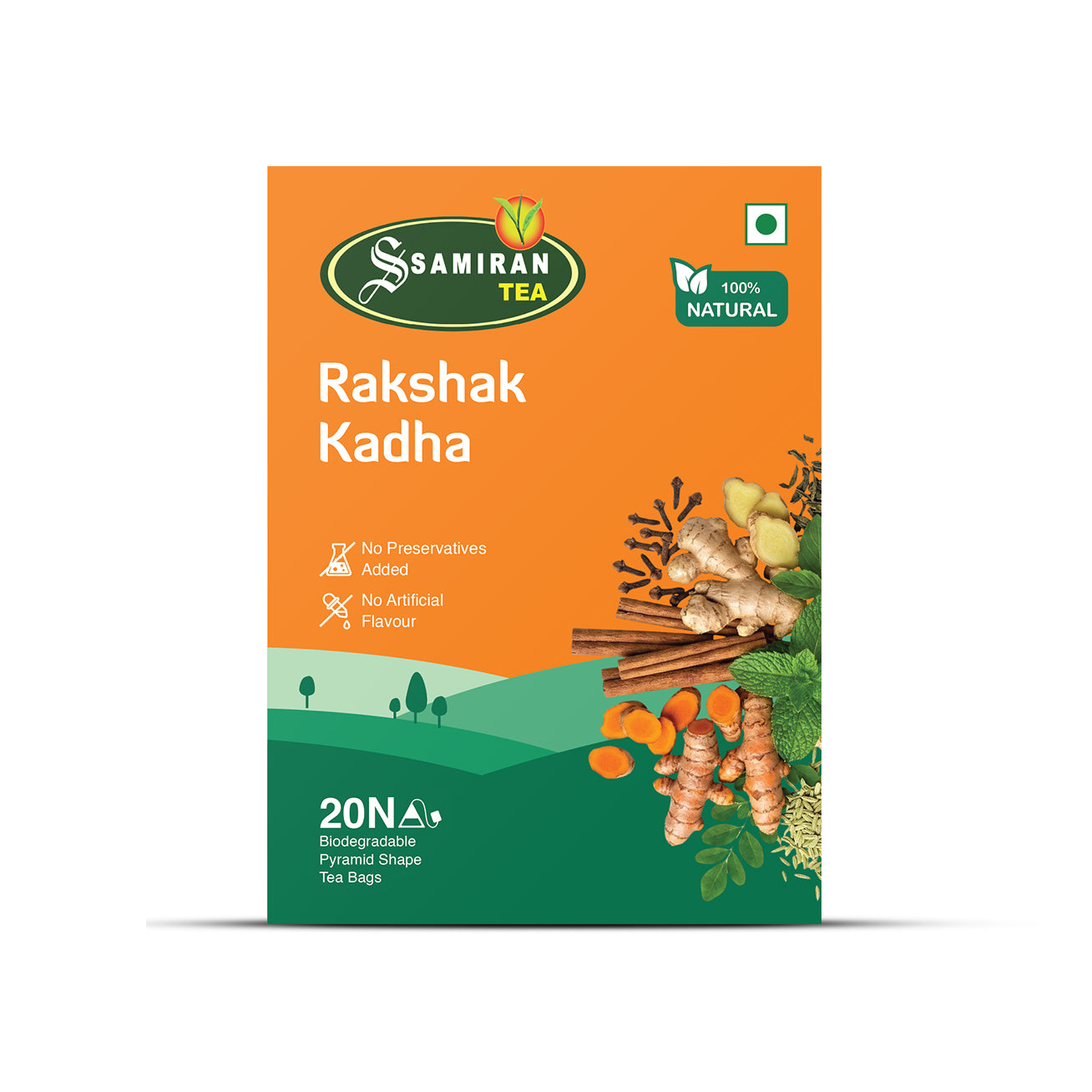 Rakshak Kadha Immunity Wellness Tea | Giloy, Tulsi, Amla & Ashwagandha Kadha Blend – 20 Pyramid Tea Bags