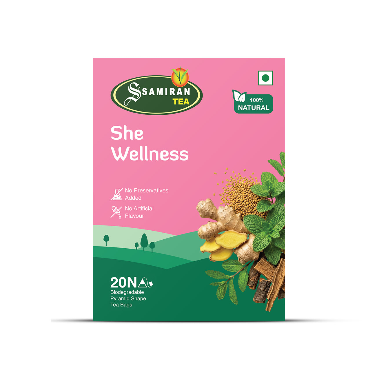 She Wellness Women’s Balance Tea | Shatavari, Ashoka & Spearmint Herbal Blend – 20 Pyramid Tea Bags